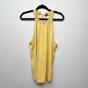 Adrianna Papell Gingham Print Womens Top XL Flowy Beachy Chic Feminine Relaxed